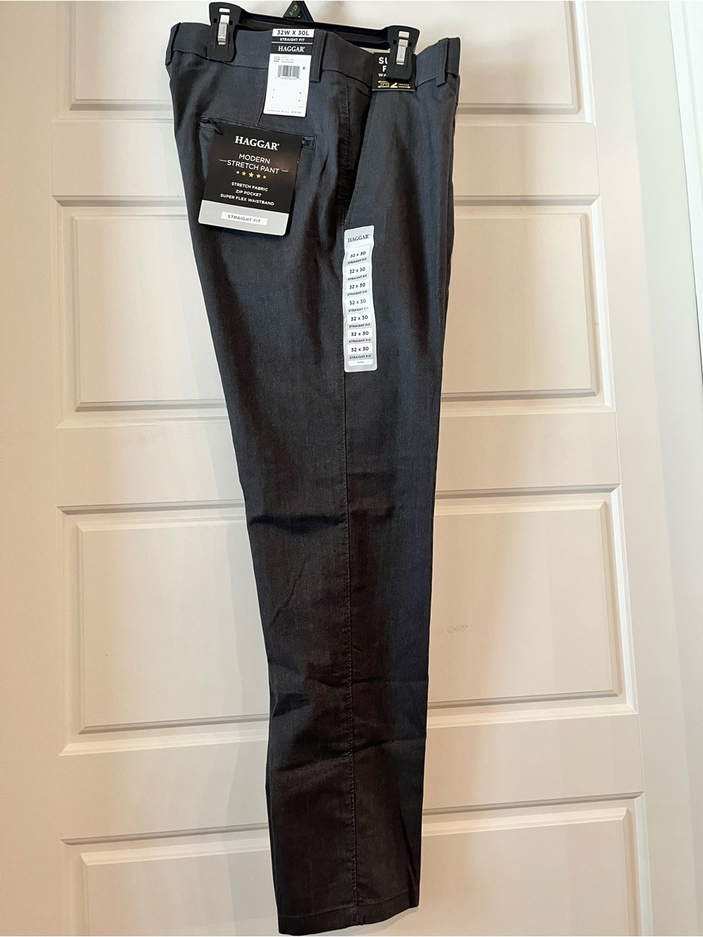 NWT Haggar Modern Stretch Herringbone Mens Regular Fit Flat Front Pant 32x30
